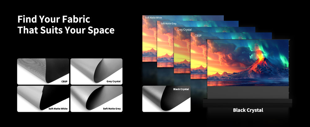 WUPRO LeApex Black Crystal ALR projector screen enhances perceived black levels and dark scene contrast for cinematic long throw projection