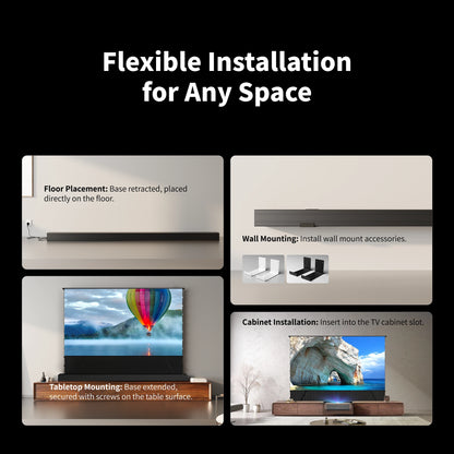 WUPRO LeApex CBSP floor mounted motorized rising projector screen installation without drilling