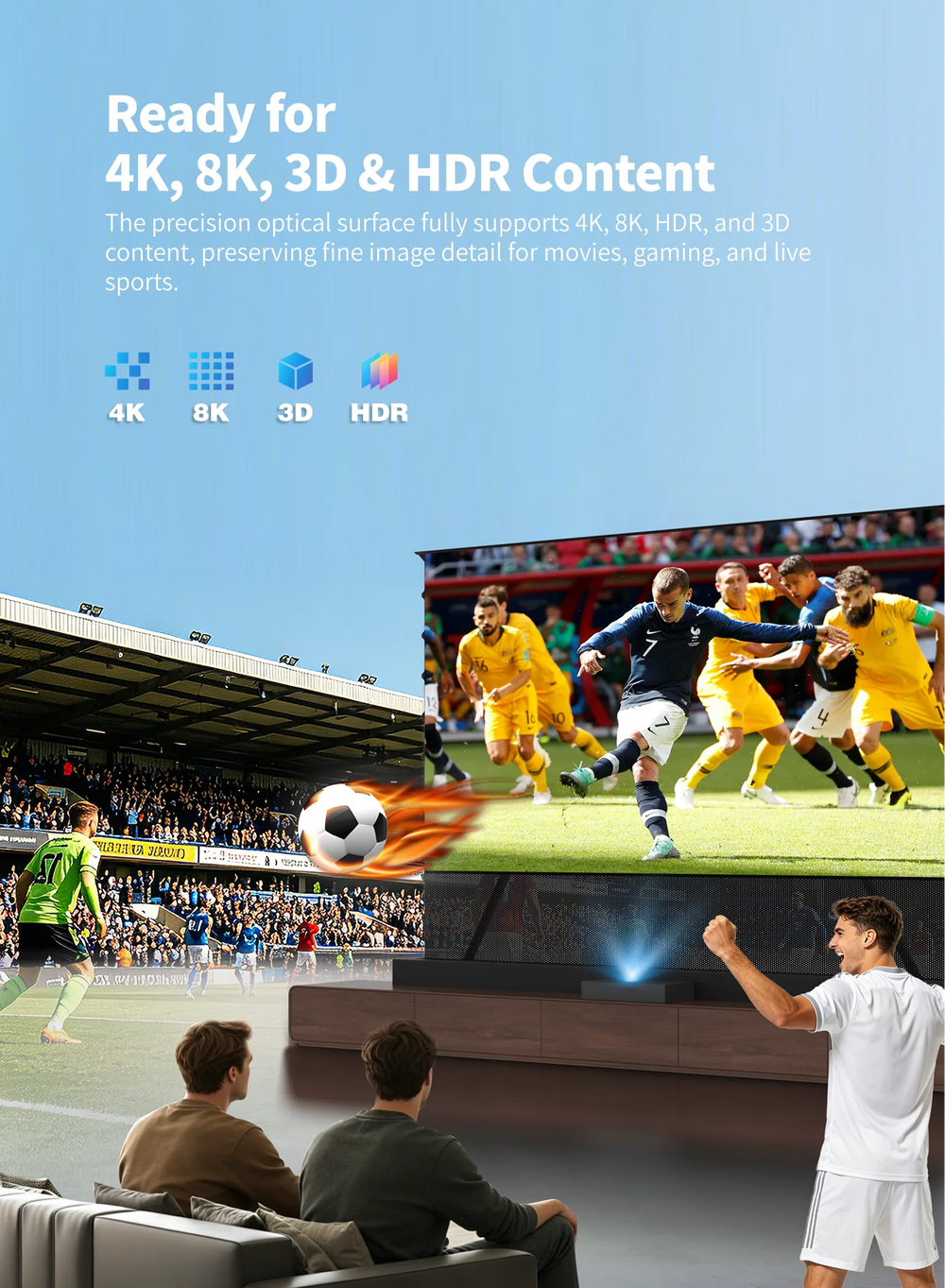 WUPRO LeApex CBSP motorized UST screen for 4K 8K HDR and 3D home theater projection