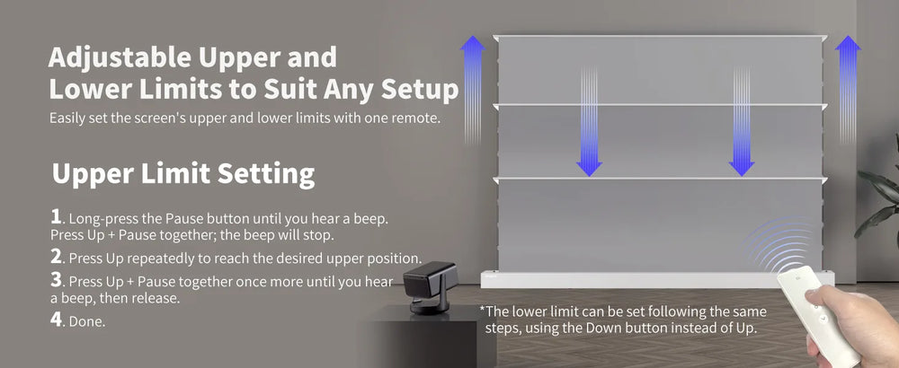 LeApex floor rising projector screen height and limit adjustment guide