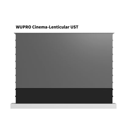 WUPRO LeApex Floor Rising Screen with White Housing and Lenticular UST Screen Material without acoustic bar