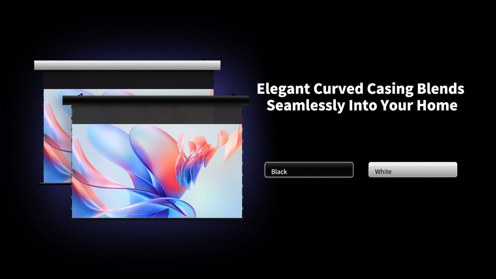 FlowArc drop-down screen available with black or white casing