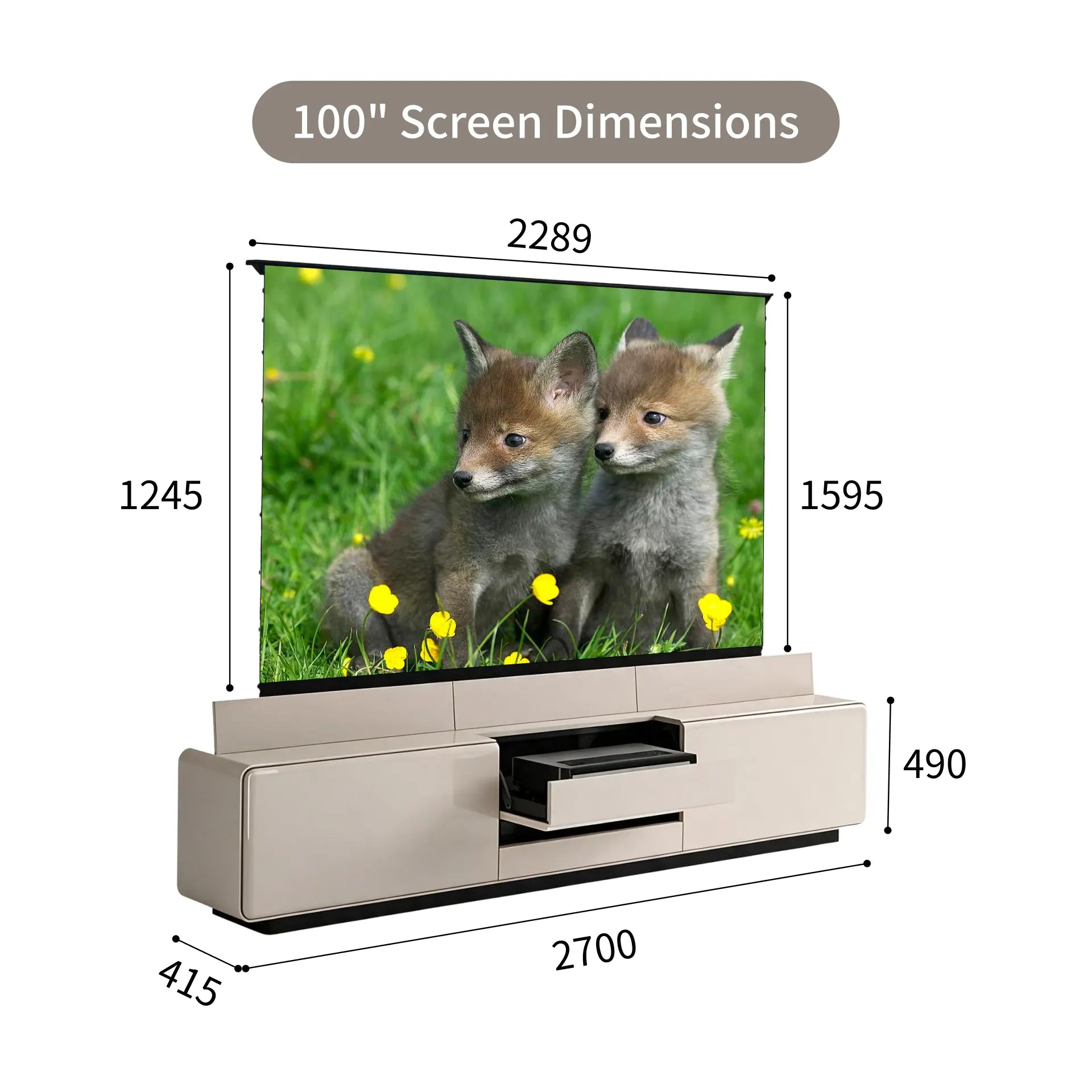 WUPRO Cinema MOONLIGHT Flip Open Invisible Ultra Short Throw Projector Laser TV Cabinet