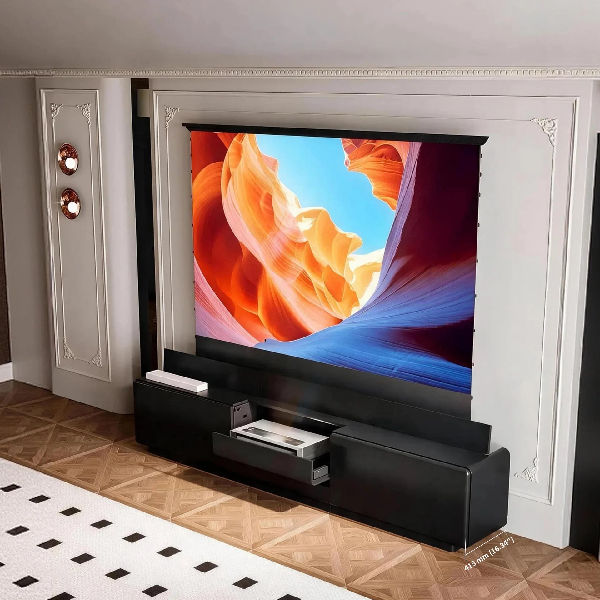 WUPRO Cinema MOONLIGHT Flip Open Invisible Ultra Short Throw Projector Laser TV Cabinet