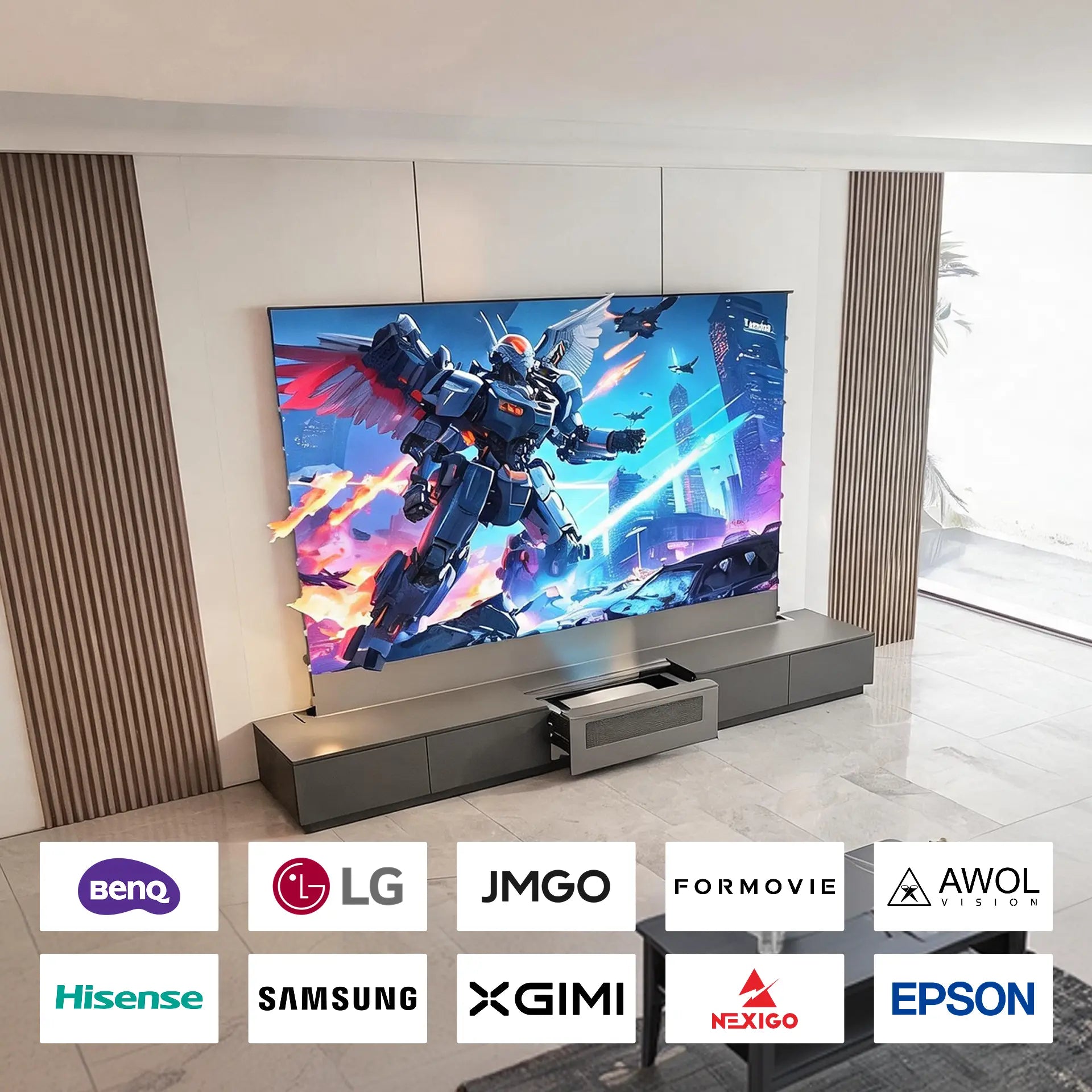 WUPRO Cinema PHANTOM Invisible Ultra Short Throw Projector Laser TV Cabinet