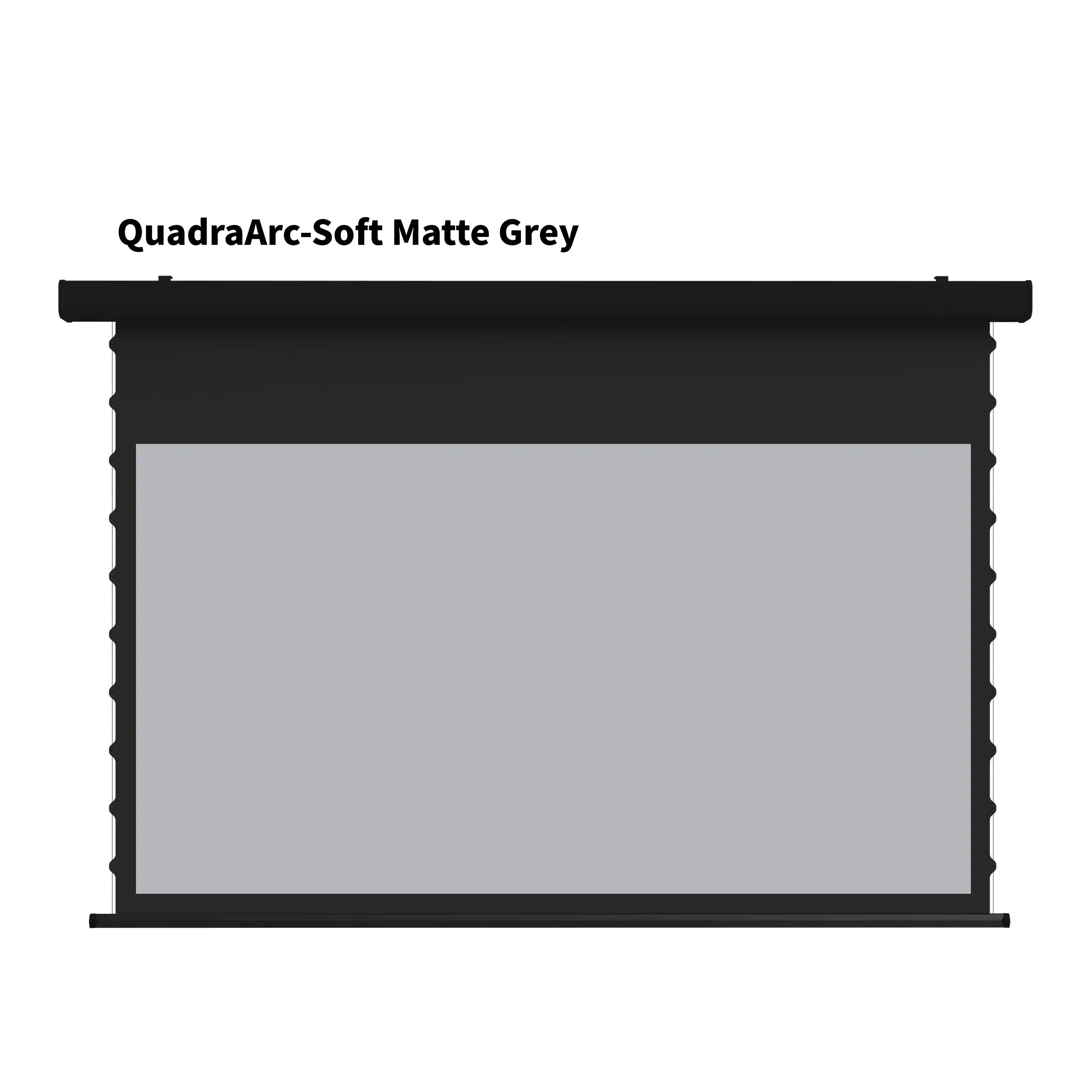WUPRO QuadraArc Drop Down Screen with Black Housing and Soft Matte Grey Screen Material