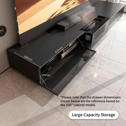 WUPRO Berlin laser TV cabinet with spacious hidden storage compartments for projector accessories, media devices and home theater equipment